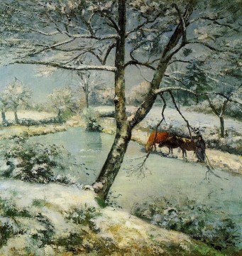 Paisajes Painting - Invierno en Montfoucault 1875 Camille Pissarro Paisajes arroyo
